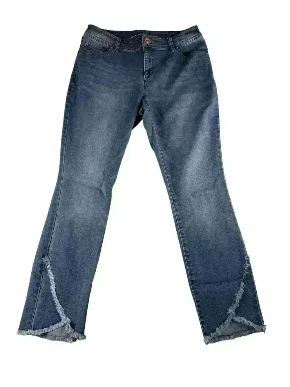 INC International Concept Denim Skinny Fit Jeans Women's Sz 6 Blue Frayed Design